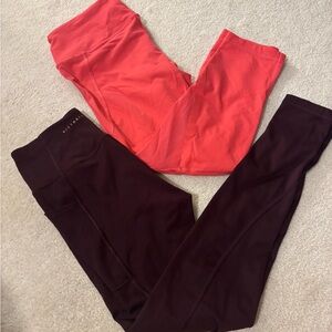2 Victoria's Secret leggings Coral and Burgundy